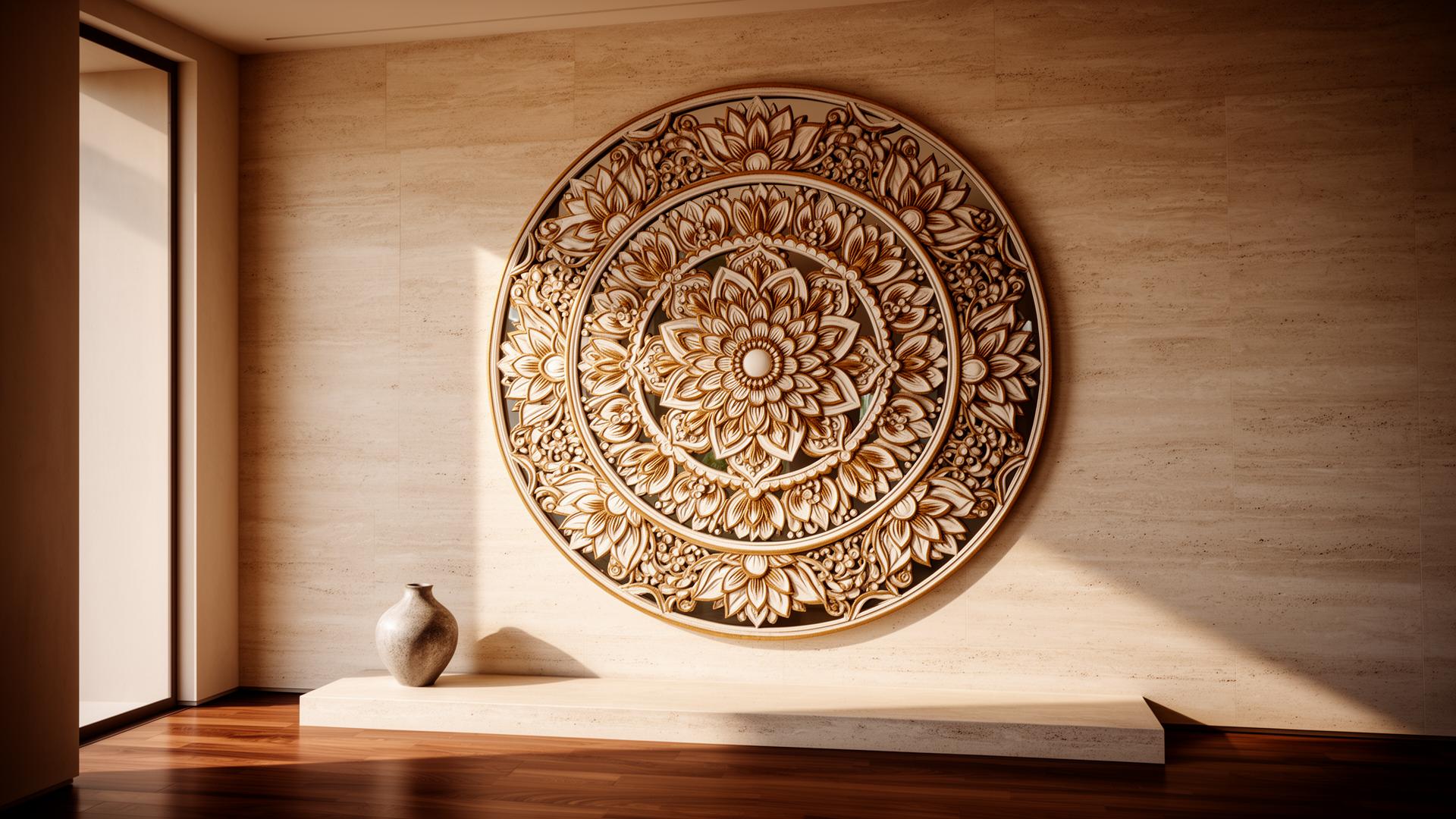 Sculptural mirror in a refined modern interior